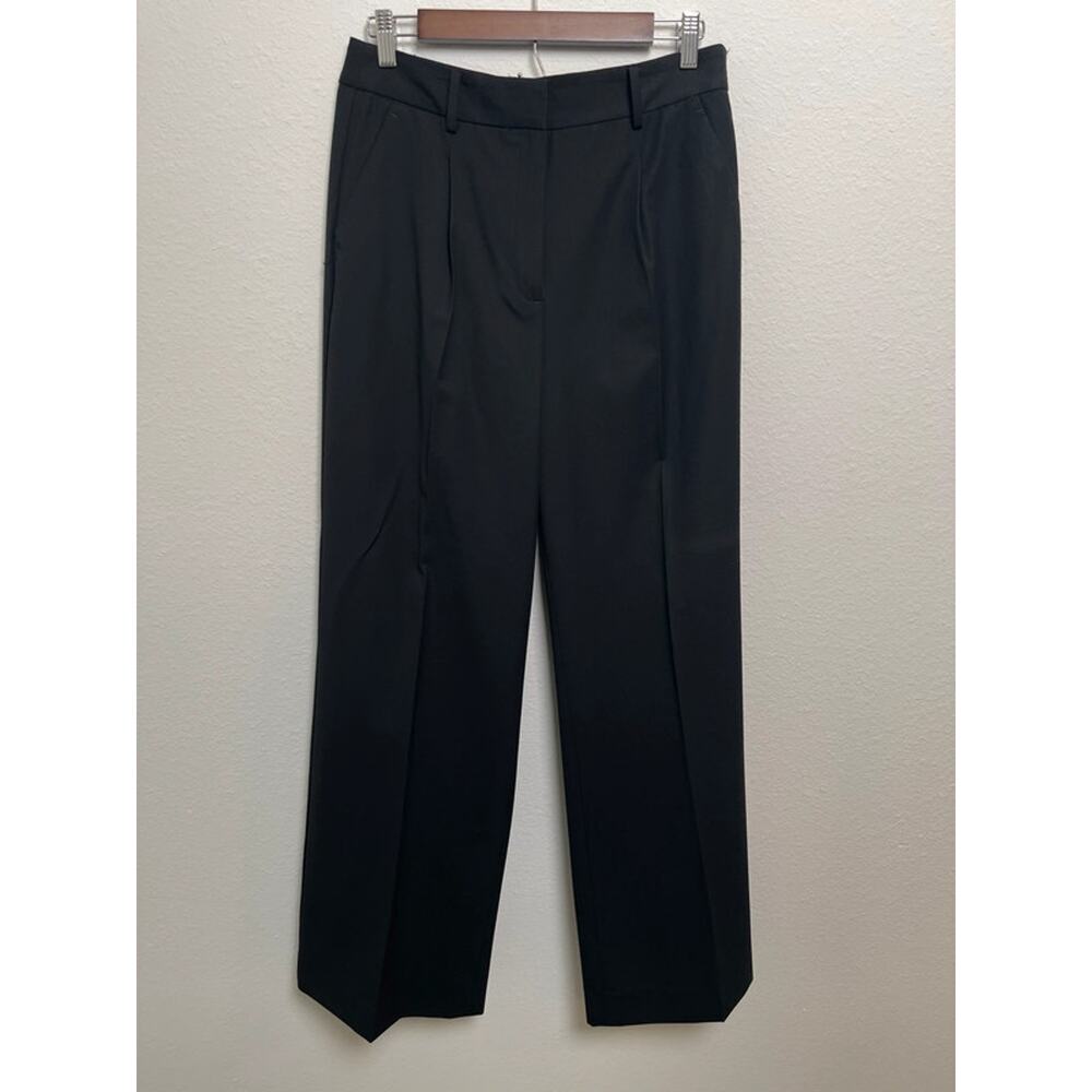 Talbots Black Wide Leg Wool Blend Pants Women Size 6 Stretch Trouser Slacks
